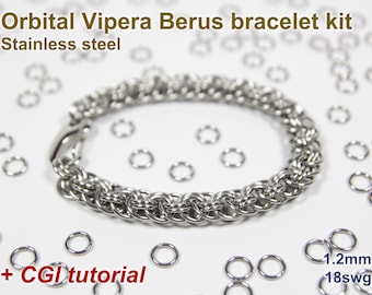 Orbital Vipera Berus Bracelet Kit, 1.2mm, Chainmaille Kit, Stainless Steel, Chainmail Kit, Chainmail Bracelet Kit, Chainmail Tutorial