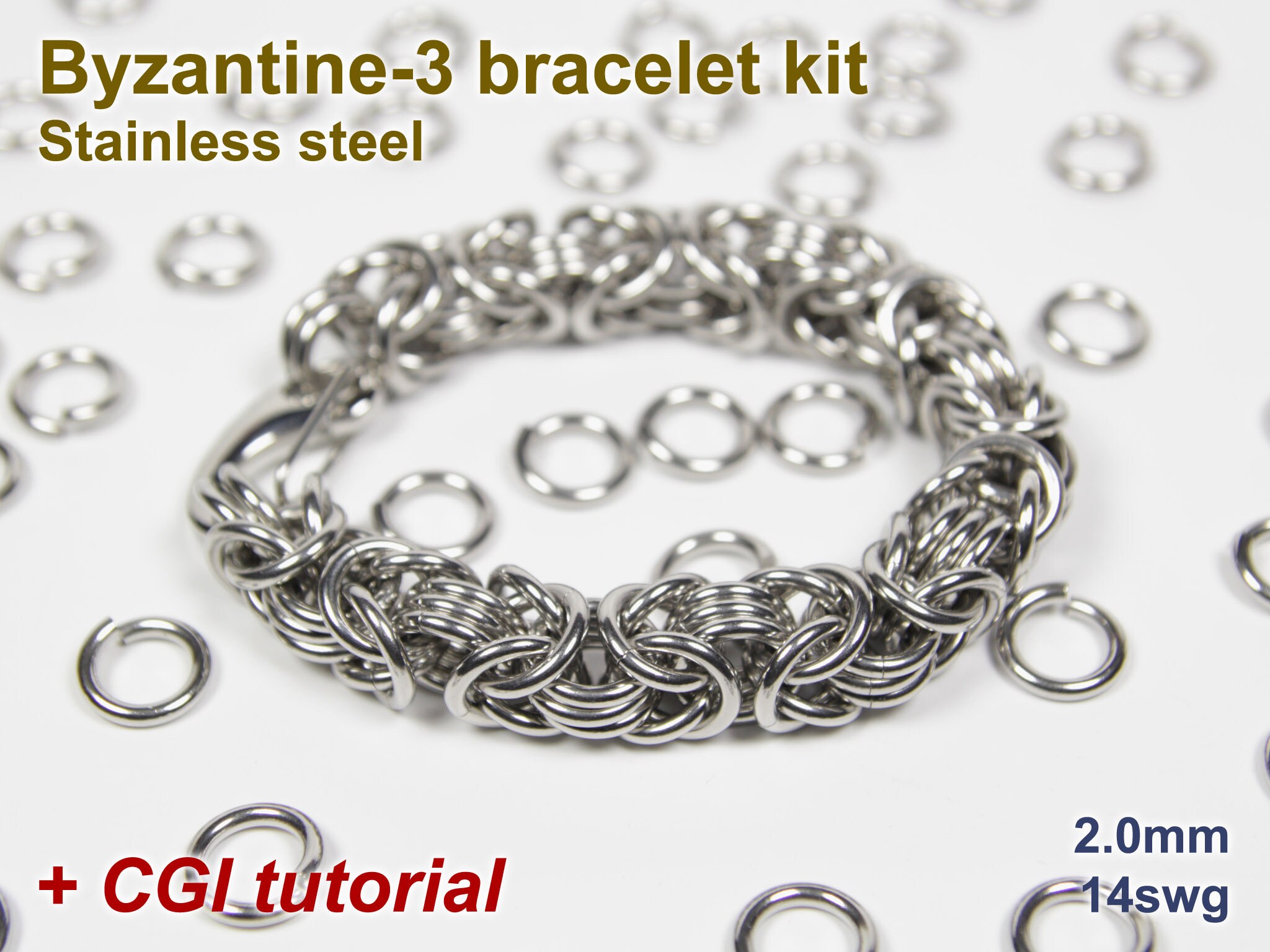 ビザンチン3ブレスレットキット、2.0 mm、チェーンメイルキット