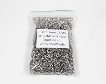 6.0x1.2mm, Anillos de salto de acero inoxidable, Corte a máquina, Anillos de Chainmaille, Jumprings de acero inoxidable, Anillos de Chainmail, Suministros de Chainmaille