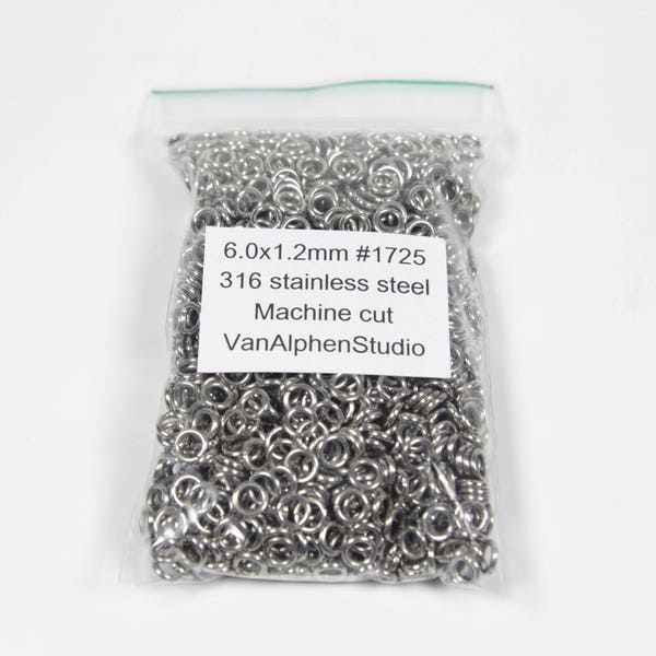 6.0x1.2mm, Stainless Steel Jump Rings, Machine Cut, Chainmaille Rings, Stainless Steel Jumprings, Chainmail Rings, Chain Maille Supplies