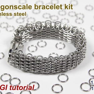 Dragonscale Bracelet Kit, 1.2mm, Chainmaille Kit, Stainless Steel, Chainmail Kit, Jump Rings, Chainmaille Bracelet Kit, Chainmail Tutorial