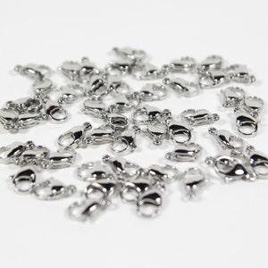 50pcs 100pcs 13mm Fermoirs à homard en acier inoxydable, Fermoirs de bracelet, Fermoirs à griffes, Fermoirs en cotte de mailles, Clip à ressort, Petits fermoirs, Fermoirs à cordon image 1