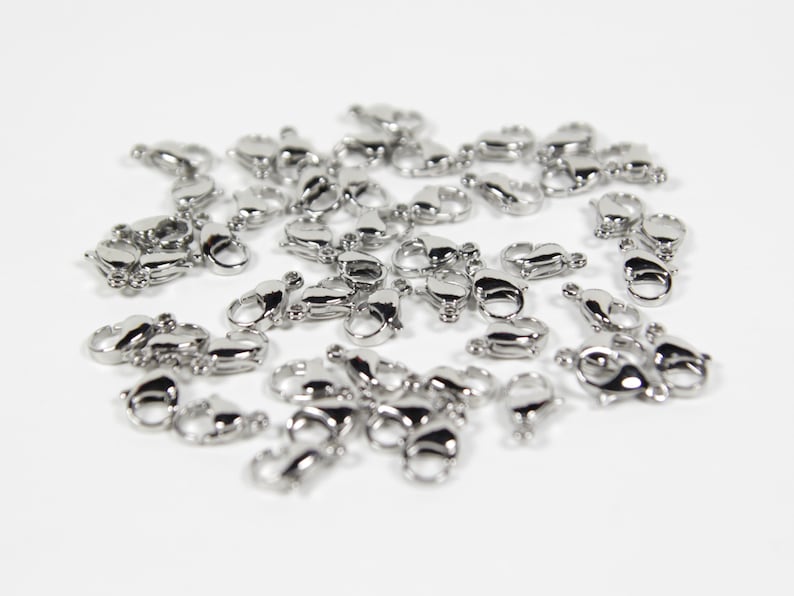 50pcs 100pcs 13mm Stainless Steel Lobster Clasps, Bracelet Clasps, Claw Clasps, Chainmail Clasps, Spring Clip, Small Clasps, Cord Clasps image 1