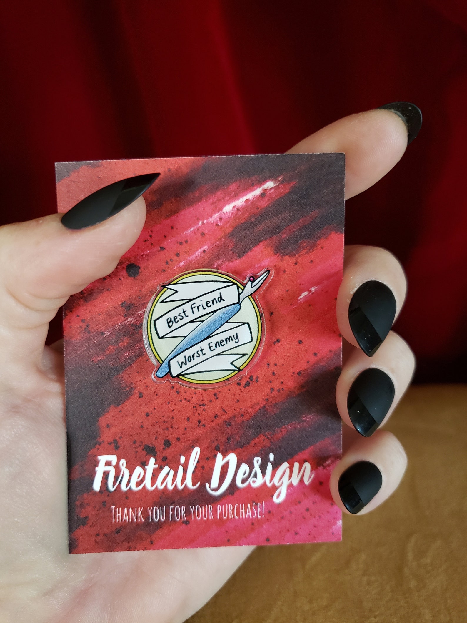 Lapel Pin Acrylic Pin Best Friend Worst Enemy Seam Etsy