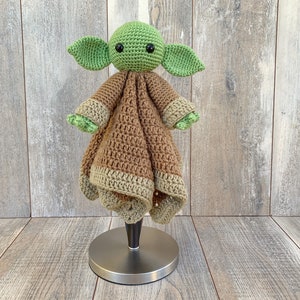 PATTERN: Crochet Baby Yoda Inspired Lovey, Baby Alien Lovey, The Child inspired lovey, PDF digital download, security blanket, lovey image 5