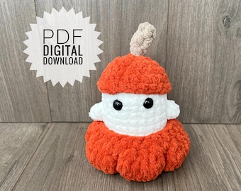 Patrón de fantasma de calabaza de ganchillo: (Descarga digital en PDF) Peluche de Halloween