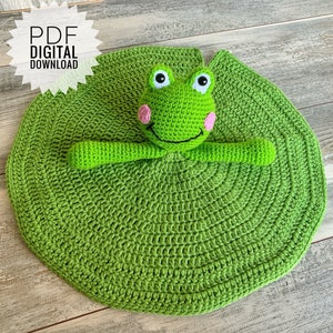 PATTERN: Crochet Frog Lovey (Hopper The Frog Lovey PDF digital download) frog amigurumi, frog blanket, frog crochet, frog baby blanket