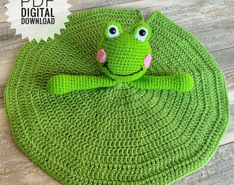 Crochet Frog Lovey PATTERN: Amigurumi Frog Blanket (PDF Digital Download)