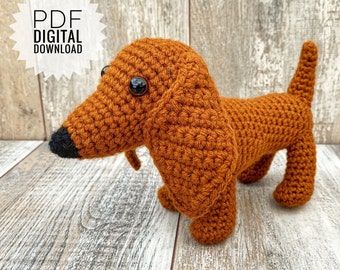 Crochet Dachshund Pattern, dachshund amigurumi, crochet dog, crochet weenie dog, doxson, cute dog, PDF digital download, PDF pattern, dog