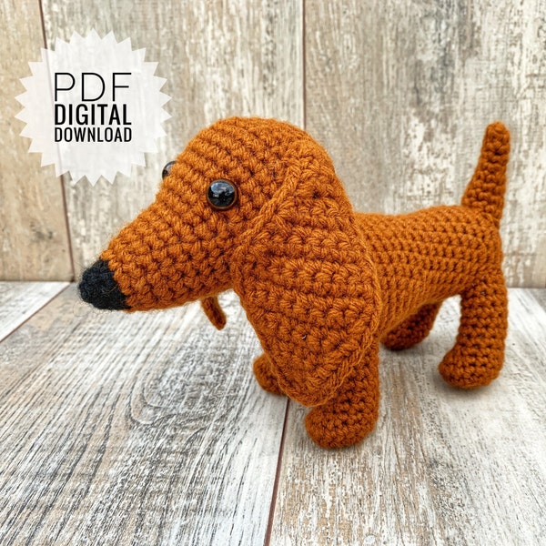 Crochet Dachshund Pattern, dachshund amigurumi, crochet dog, crochet weenie dog, doxson, cute dog, PDF digital download, PDF pattern, dog