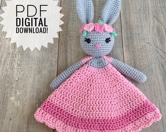 Patrón de manta de apego de conejito a crochet: Mantita de seguridad Willow el Conejo (Descarga digital en PDF)
