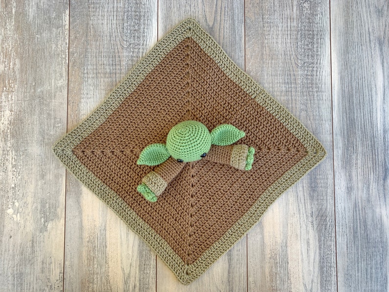 PATTERN: Crochet Baby Yoda Inspired Lovey, Baby Alien Lovey, The Child inspired lovey, PDF digital download, security blanket, lovey image 9