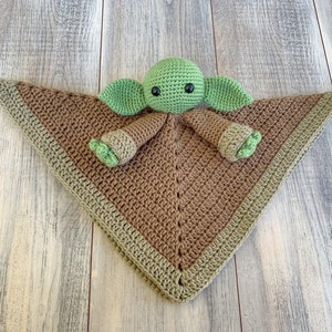 PATTERN: Crochet Baby Yoda Inspired Lovey, Baby Alien Lovey, The Child inspired lovey, PDF digital download, security blanket, lovey image 2