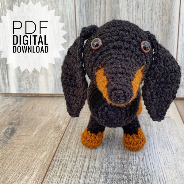 Crochet Dachshund Pattern, dachshund amigurumi, crochet dog, crochet weenie dog, doxson, cute dog, PDF digital download, PDF pattern