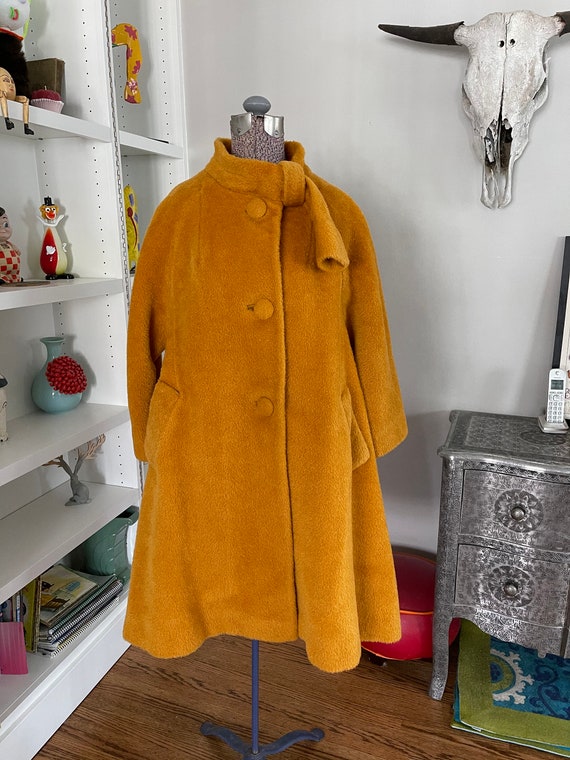 Vintage 1950s Lilli Ann Orange Mohair Swing Coat!!