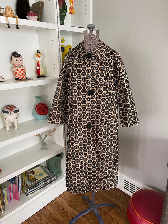 1950's Opera Coat Flocked Compass Pattern