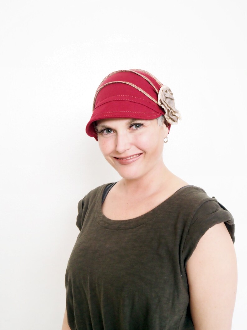 Womens Cancer Hat Burgundy Alopecia Hat Chemo Headwear Women Etsy