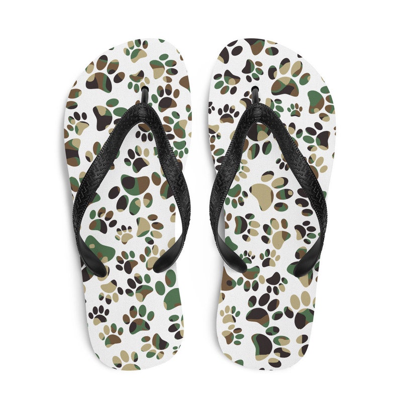 flip flops with dog paws