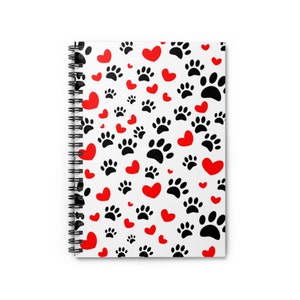 Dog Lover Spiral Notebook - 118 Pages - Ruled Lined Dog Notebook - Black, White and Red Cover - Gift Idea For Pet Lovers