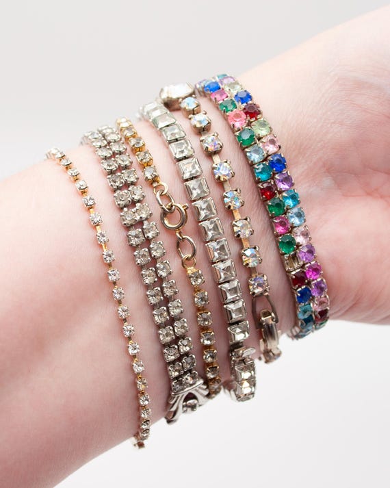 Vintage Rhinestone Bracelet Stack - image 8