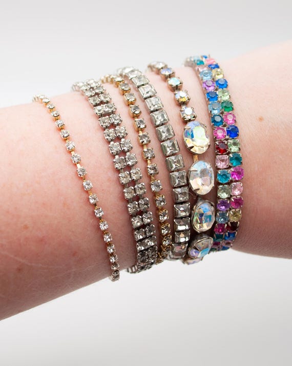 Vintage Rhinestone Bracelet Stack - image 1