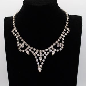 Vintage Art Deco Rhinestone Statement Necklace