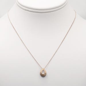 Vintage Avon Cubic Zirconia and Brushed Sterling Silver Teardrop Pendant Necklace