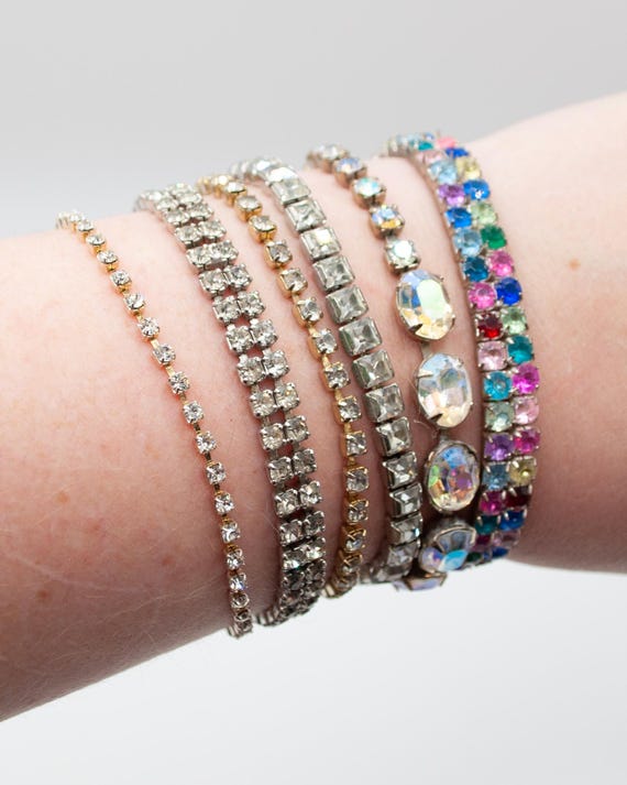 Vintage Rhinestone Bracelet Stack - image 9