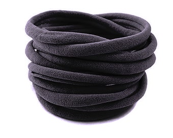 Nylon hoofdbanden, zwart nylon Eén maat: past op de meeste nylon hoofdband voor baby's, baby, pasgeboren baby, mager, zeer rekbaar, zwarte nylon hoofdband