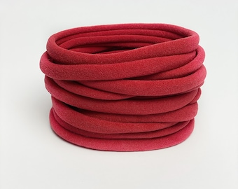 Diademas de nailon, nailon rojo para mascarillas faciales, diadema de nailon para bebé, para lactantes y recién nacidos, fina y muy elástica, diadema de nailon negra