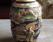 Japanese Royal Satsuma Moriage Artisan Relief Enamels Gilding With Arhats Religious Figures Artist Signed Japan 1900s