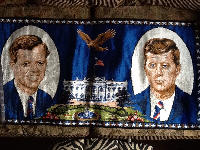 Vintage John F & Robert Kennedy Tapestry Rug/ Wall Art From Etsy