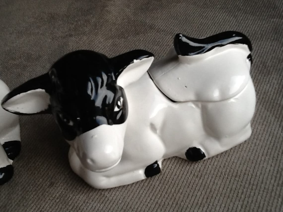 Vintage Set Pair Cow Sugar and Creamer Set Cow Decor Etsy