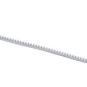 May include: A silver metal trim with a decorative scalloped edge.