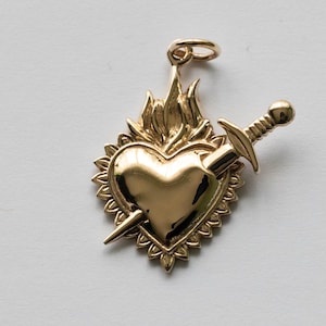 Flaming Heart Sword Pendant - Etsy
