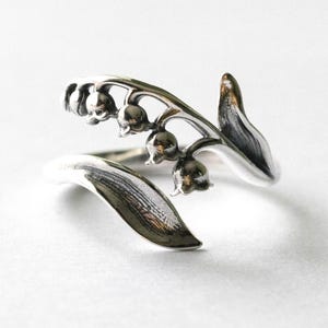 925 sterlingzilveren verstelbare ring met lelietje-van-dalen, geboortebloem