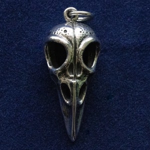 925 Sterling Silver Raven Skull Charm