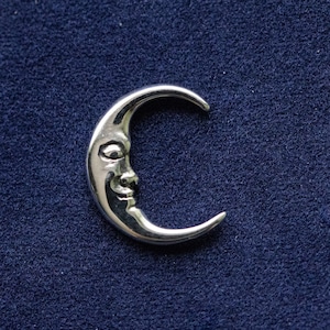 925 Sterling Silver Moon with Face Component