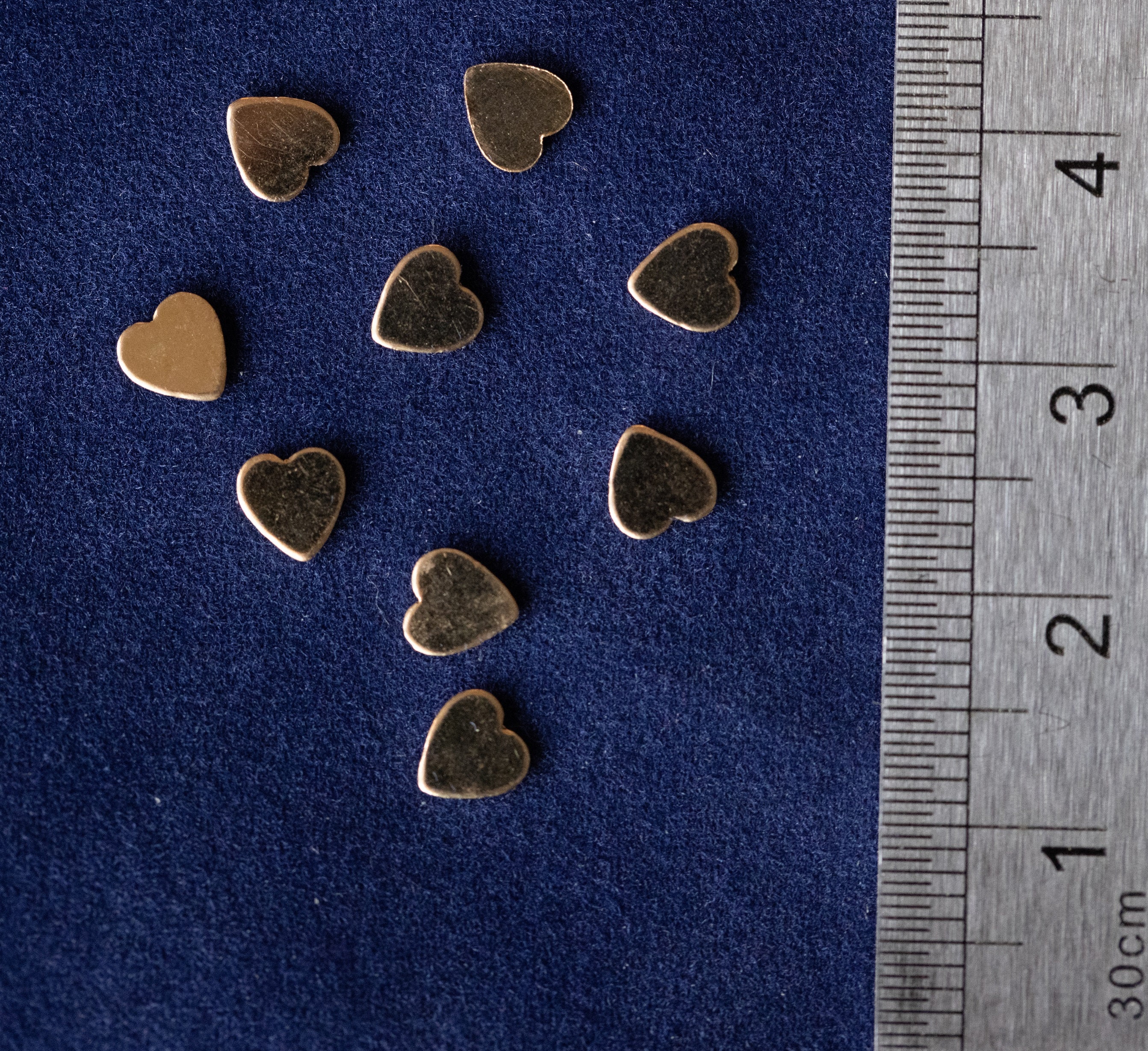 Gold Heart Bead, 5 Pc Genuine 18 K Gold Heart Shape Plated Beads with Hole  #611, Side to Side 2 mm Holes