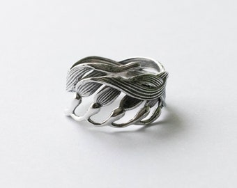 925 Sterling Silver Kelp Adjustable Ring