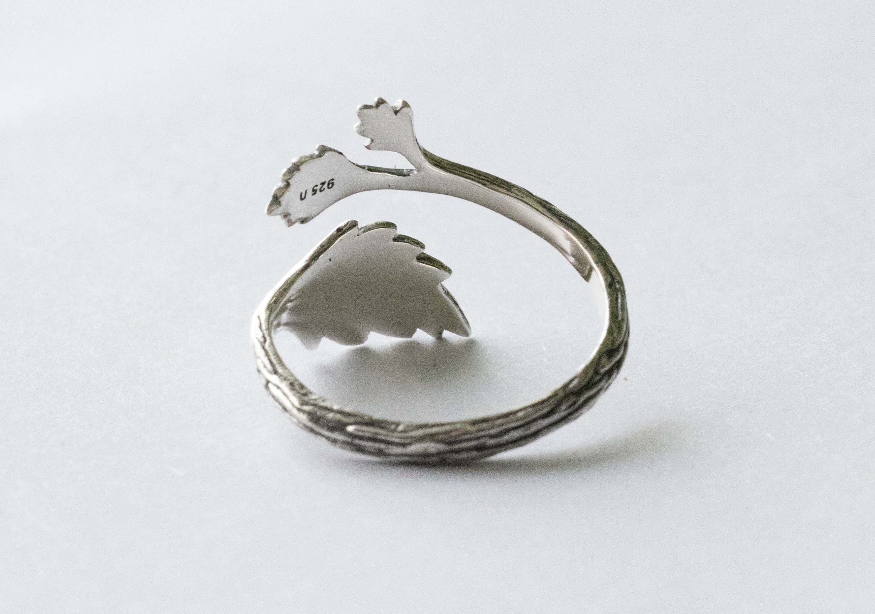 925 Sterling Silver Leaf Adjustable Ring - Etsy