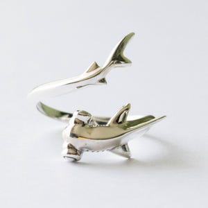 925 Sterling Silver Hammerhead Shark Adjustable Ring