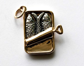 925 Sterling Silber und Bronze Sardinenbüchsen Charm