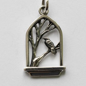 925 Sterling Silver Raven in Window Charm