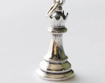 925 Sterling Silver Queen Chess Piece Charm