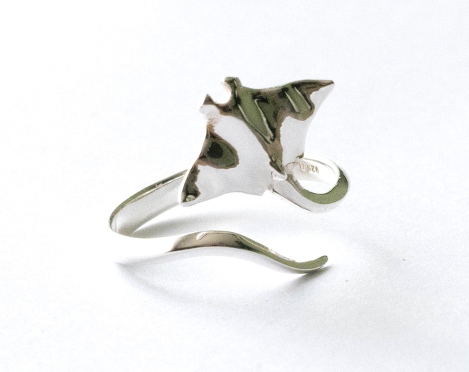 925 Sterling Silver Stingray Adjustable Ring