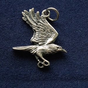 925 Sterling Silver Flying Raven Charm