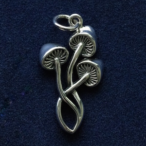 925 Sterling Silver Three Mushroom Charm