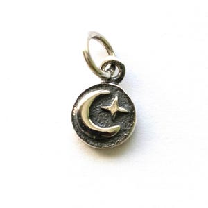 925 Sterling Silver Mini Moon and Star Coin Charm
