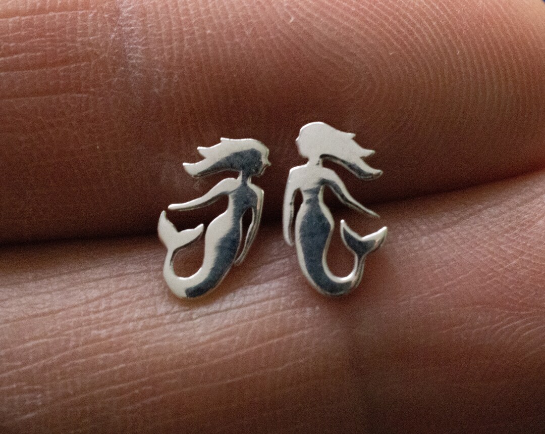 Mermaid Posts 925 Sterling Silver Mermaid Post Earrings ( 1 Pair ) - Etsy